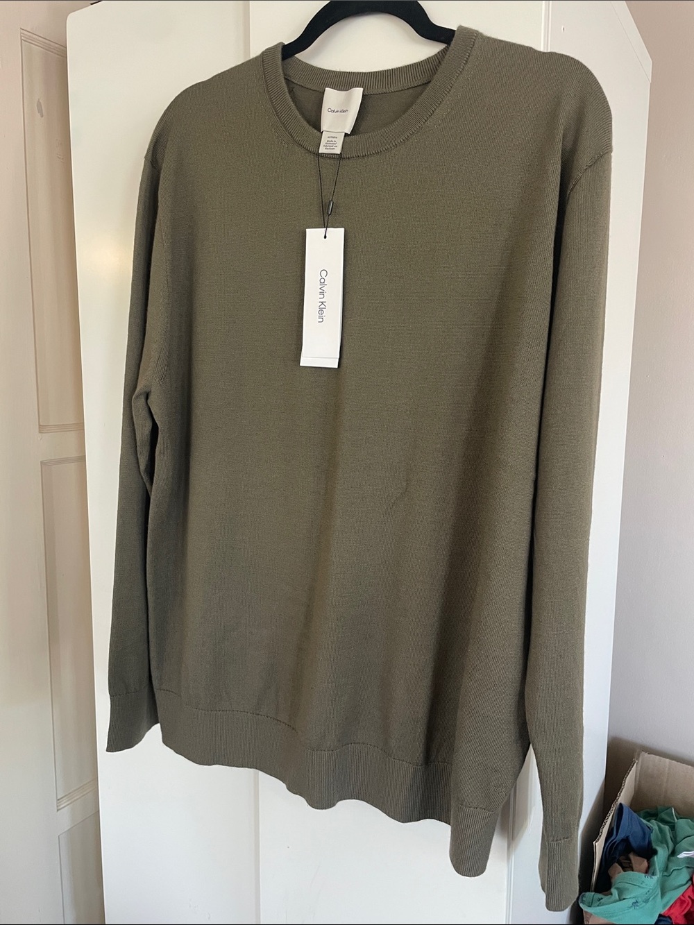 Calvin Klein Men's Olive Green Crewneck Sweater